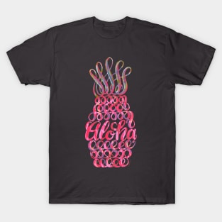 Cute Pink Pineapple Hawaii Aloha Unique Design T-Shirt
